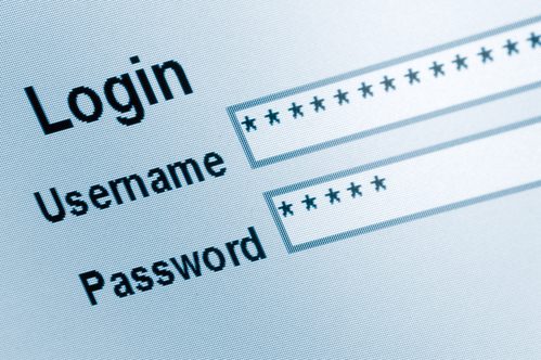 Screenshot of login, username, and password on a computer screen